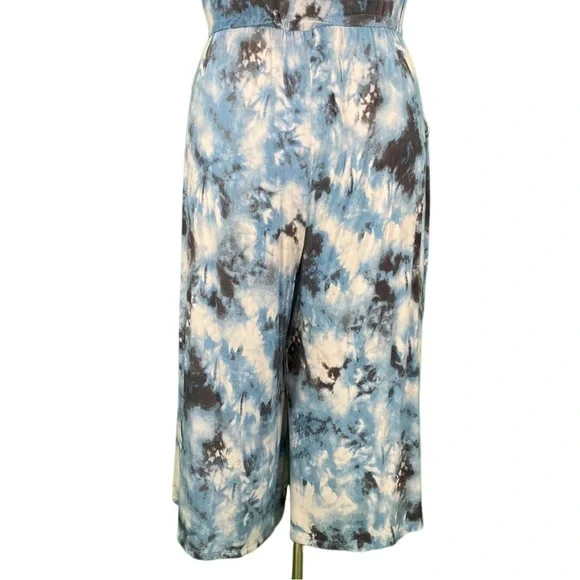 Torrid Blue Tie Dye Off The Shoulder Super Soft Knits Culotte Jumpsuit - Picture 12 of 15
